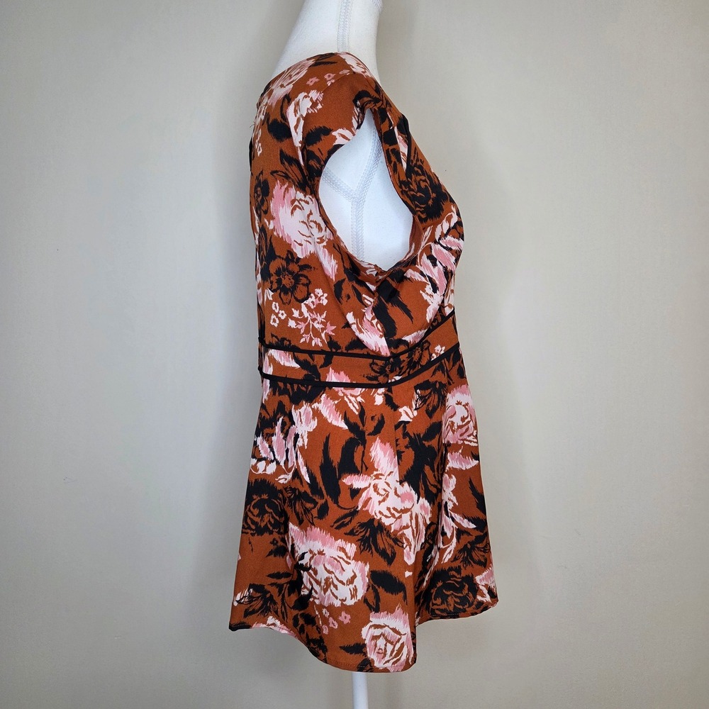 Motherhood‎ Maternity Floral Empire Waist Blouse Rust Pink Black Size M - Picture 2 of 5